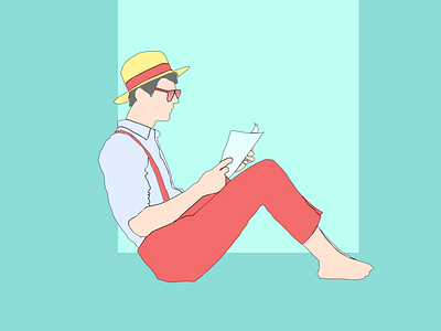 Reading newspaper illustration reading vector