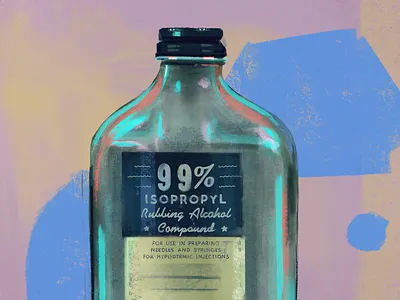 Isopropyl Rubbing Alcohol alcohol antique coronavirus covid19 illustration medicine packaging painting procreate textures vintage