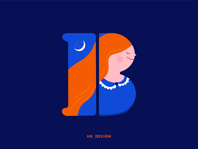 B - Brave 36daysoftype 36daysoftype02 brave creative flat girl illustration logotype minimal mood moon typography vector visual design