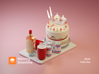 Cake Day 3d 3d art birthday birthday cake blender blender3d booze cake diorama fireball illustration isometric isometric illustration liquor logo low poly pabst blue ribbon whiskey