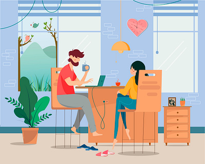 Work From Home animation design flat illustration illustrator minimal vector