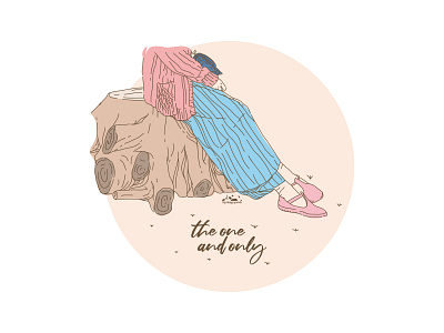 Girl Sit on the Wood Cut Vector Illustration design hijab hijabsyaricantik illustration lineart people people illustration vector vectorart