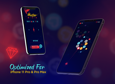 Game Art - Master HIT Mockup 2d art 2d game app ui game art game play hyper casual game iphone 11 mockup iphone 11 pro mobile game ui ui design uiux