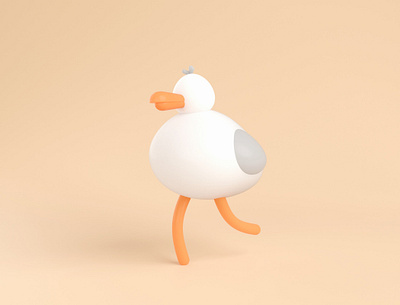 Sick Sea Gull 3d art blender character design drawing fish hong kong illustration seagull