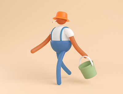 Silly Fisherman 3d art blender character design drawing fish fisherman hong kong illustration