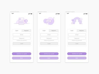 UI - UX User Flow - Tab based login and Registration form iconography icons illustration product design sketch ui uiux user journey