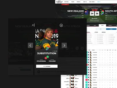 Dribbble RWC MC 07 match centre player cards rugby world cup rwc rwc 2019 sport sport design sports branding subs team cards ui design ux design