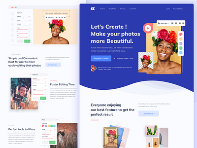 Owwditor - Photo Editor Landing page branding clean editor editorial design images landingpage marketing website photo edit photo editing photo editor profesional ui ux vector webdesign