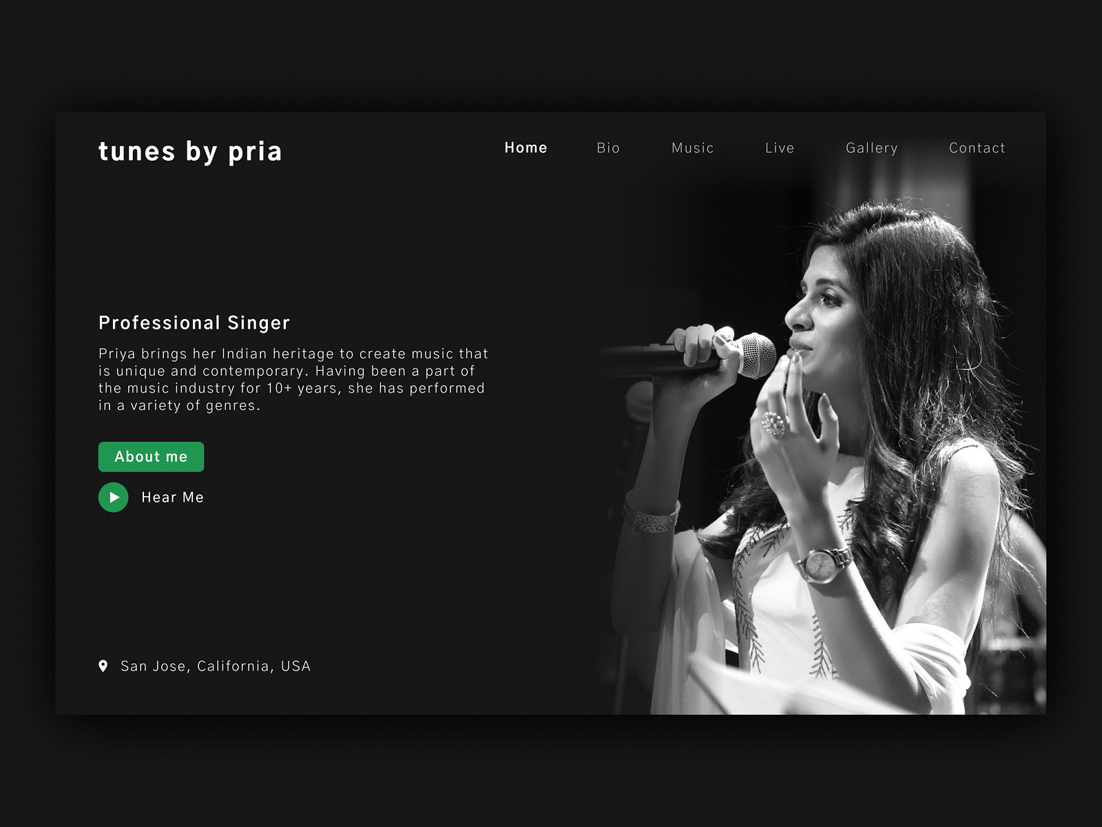 Singer - Website design by Priya Shah on Dribbble