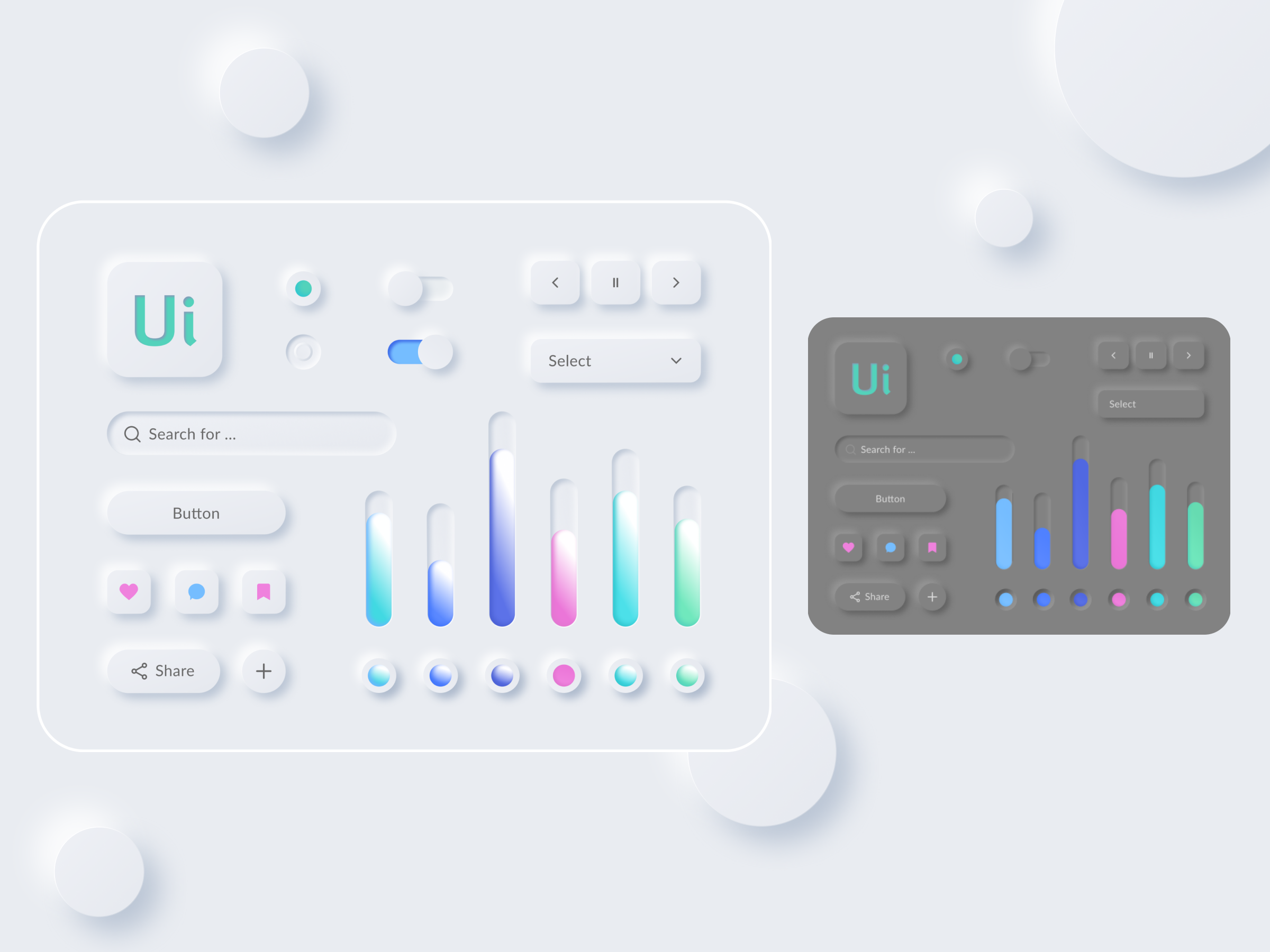 Example of Neumorphism / Skeuomorphism / Soft UI Elements