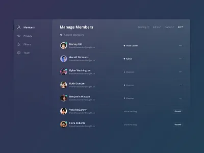 Settings & Admin Design - UX UI application dark dark app dark mode dark ui dashboard edit gradient landing page members settings sketch skeumorphism skeuomorphic skeuomorphism ui uidesign users ux design uxdesign