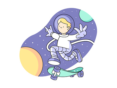 Space skate 🚀 art character design flat illustration illustrator skateboard space vector vector art vector illustration