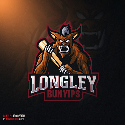 Bunyip Mascot Logo Design bold bold font branding brown character design cool design esports gaming logo illustration logo mascot sports sportslogo teamlogo typography vector