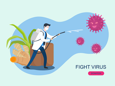fight virus character coronavirus design doctor donation flat health illustration pandemic people prevention quarantine vector virus