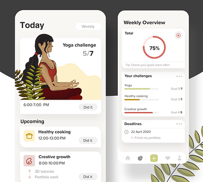 Task Manager App app app design app ui challenges dashboad goals habit tracker habits inspiration management manager meditation task task list ui ui ux ux yoga