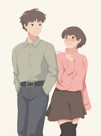 Couple anime art artwork character illustration manga