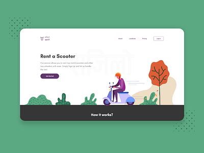 Sajilo Sawari Landing Page bike branding clean ui dribbble flat design illustration landing landingpage minimal nepal rent ride scooter two wheelers uber ui