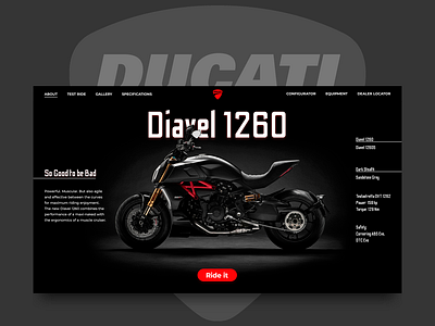 Ducati Diavel 1260 Promo Page Concept bike concept creativity daily dailyui design ducati homepage main page ui uidesign uiux web webdesign website