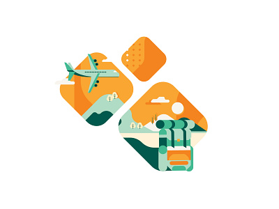 GityGard illustration airplane branding city design green illustration illustrator iran iranian nature orange tourism trip vector visual identity