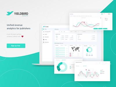 Yieldbird Unified revenue analytics for publishers adform analytics analytics chart app appnextus charts clean criteo finance google ad manager openx publishers reports revenue rubicon trend 2020 ui yieldbird