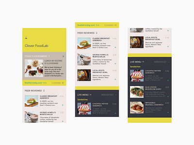 Clover Food Lab | Live Menu App clover food lab food app food menu mobile restaurant sustainable ui