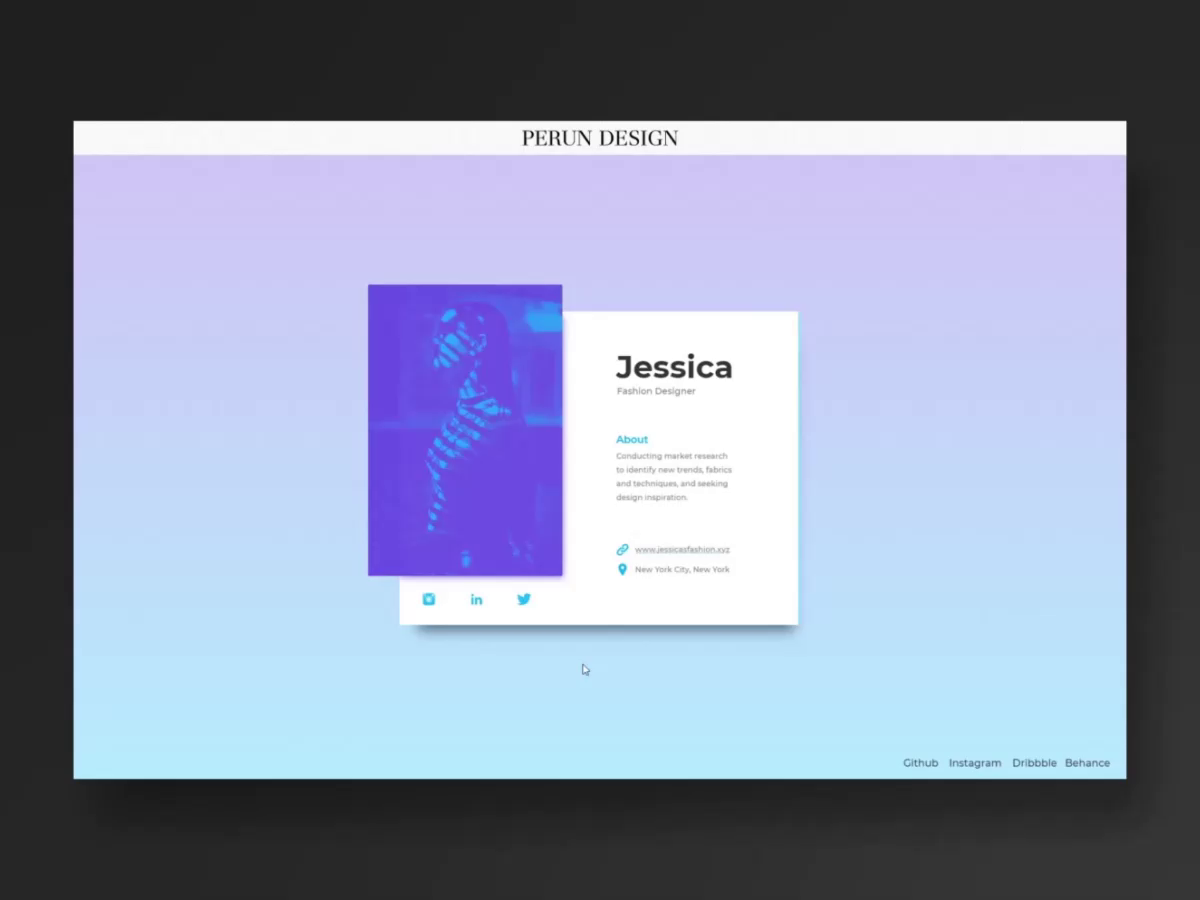 Example of Interactive profile card web UI