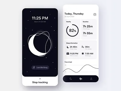 Sleep Tracking App alarm bed calendar clean design gogoapps illustration interface ios minimal mobile moon player profile simple shapes sleep sleeping tracking app ui ux