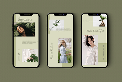 Instagram Story Template advertising design elegant girl green instagram instagram template layout modern simple social media template uidesign