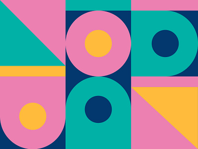 Retro Bubblegum abstract circle colour flat geometric green mustard navy pallet pink retro seafoam shapes triangle yellow