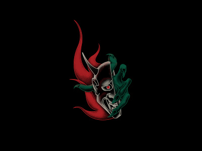 Onibaba Tattoo Flash asian demon fire flame hand horror japanese monster onibaba tattoo
