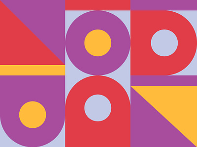 Retro Candy abstract art bright circle colour flat geometric mustard pallet purple red shapes yellow