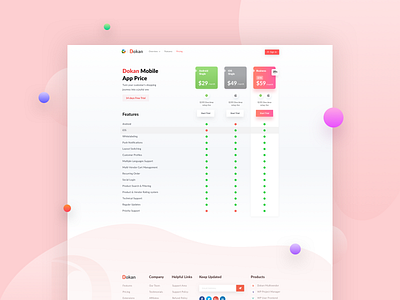 Pricing Page for Dokan App app design app landing page illustraion landing page ui ux web design webpage design