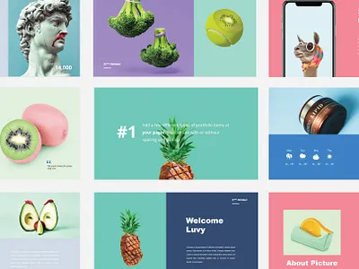 Luvy - Keynote Template agency art artist business clean colorful creative design elegant keynote minimal powerpoint modern pastel pop art portfolio powerpoint presentation project studio template
