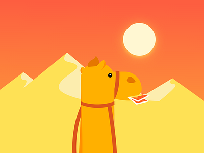 A Little Camel camel cartoon desert flat