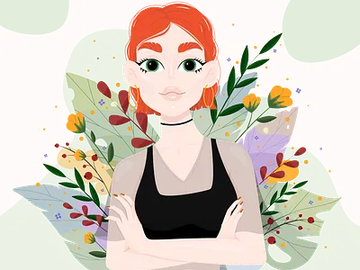 Redheads have a soul art art illustration artist creative draw face flat flowers girl graphic illustration picture redhead sketch sketchbook spring vector