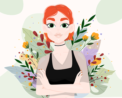 Redheads have a soul art art illustration artist creative draw face flat flowers girl graphic illustration picture redhead sketch sketchbook spring vector