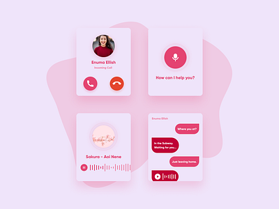 Watch UI (Sakura) call chat cherry blossom design figma flat minimal music sakura siri spring ui ux vector watch watchos