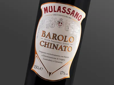 Barolo Chinato Mulassano design italian label design spirit typography vintage