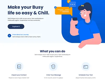 Landing Page for Mass Texting app design branding challenge color development home design illustration landingpage logo typography