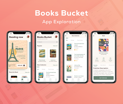 App exploration of Online Library - Books Bucket design icon illustrator interaction design type typography ui ux vector