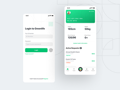 Health Insurance App - Login and Home app design design gradient ho chi minh minimal ui design ux vietnam