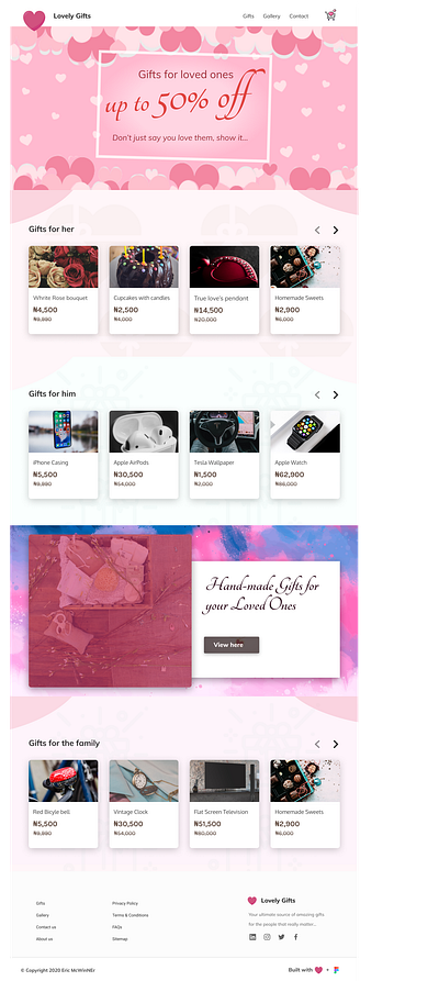 Lovely Gifts design ui website concept