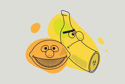 Sesame Streetfood banana bert branding design digital art double meaning ernie flat fruit icon illustration lemon logo minimal muppet sesame street vector wit