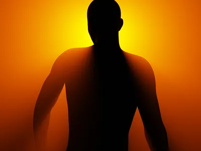 Dusk 3d 3d art 3d artist blender blender 3d blender3d blender3dart blendercycles dark dusk light male man minimal mist orange silhouette simple smoke sun