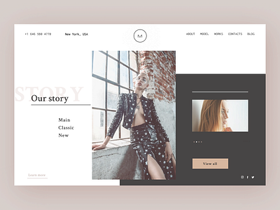 Model page concept clean fashion landing layout minimal model portfolio portfolio page portfolio site ui design website woman