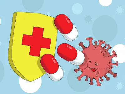 Corona treatment character corona covid19 digital art funny illustration outbreak virus