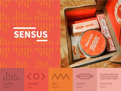 Sensus branding hear icon illustration logo pattern design product smell subscription box taste touch