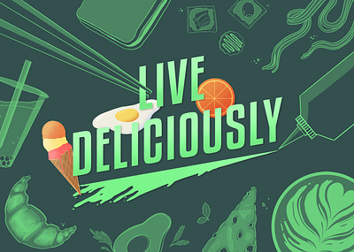 Live Deliciously food green illustration lettering type typography yummy