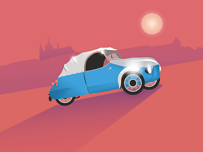 Velorex car czech drawing illustration old vector vehicle velorex vintage