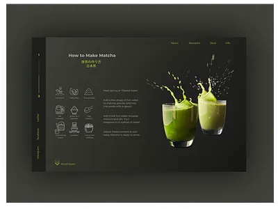 matcha cook cooking dailyui dark dark mode dark theme drink food food and drink japanese japanese culture matcha recipe tea ui design uidesign uiux website website design
